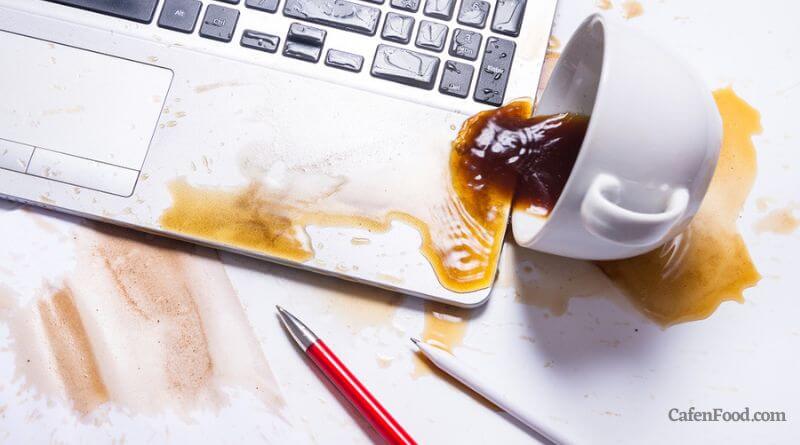 Coffee spilled on laptop